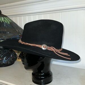 Vintage Bailey Lander black wool felt cowboy hat 7 1/4 western